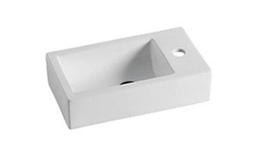 Lavabo de salle de bain en céramique à encastrer 18 x 9,85 x 4,75 po