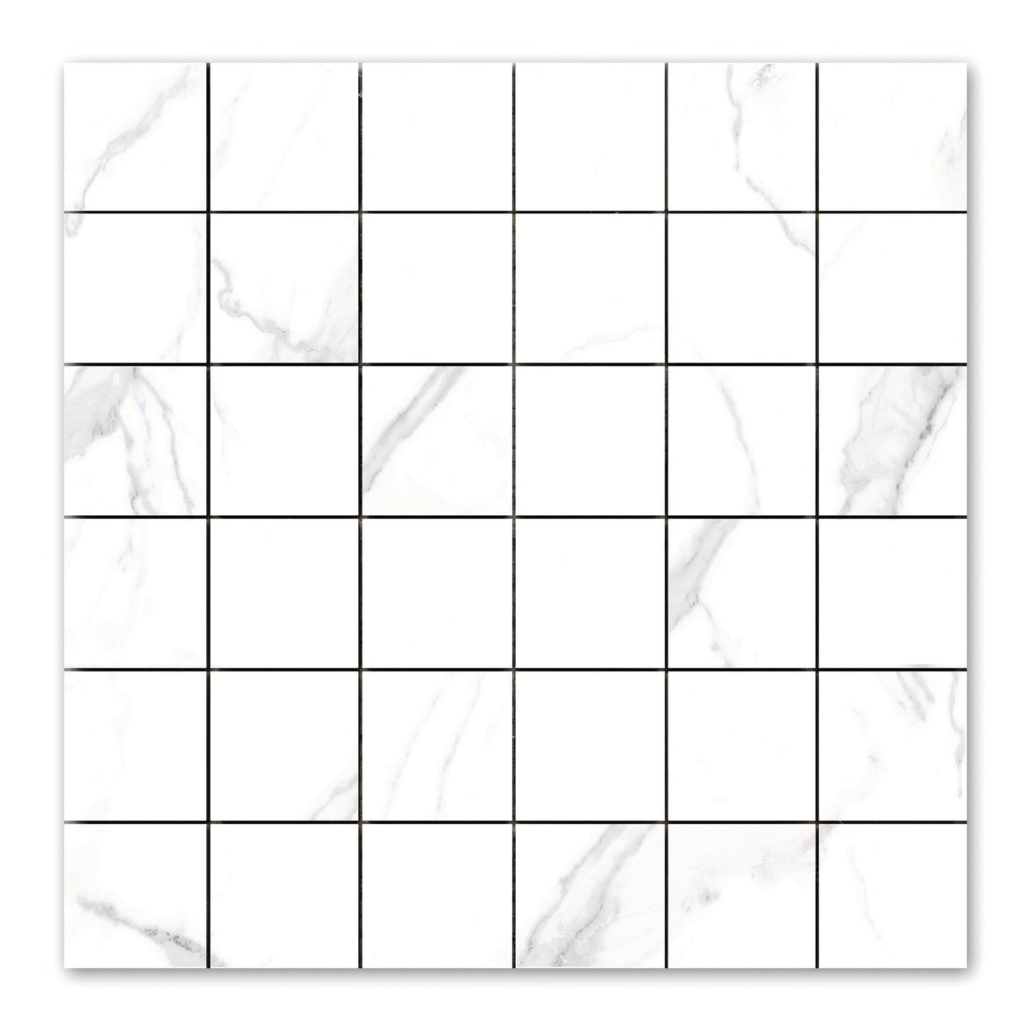 Mosaïque de marbre carrée avec touche de gris blanc brillant 12x12 Pouces
