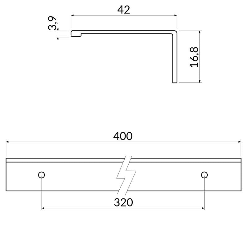 Handle R4567 matte black 320 mm