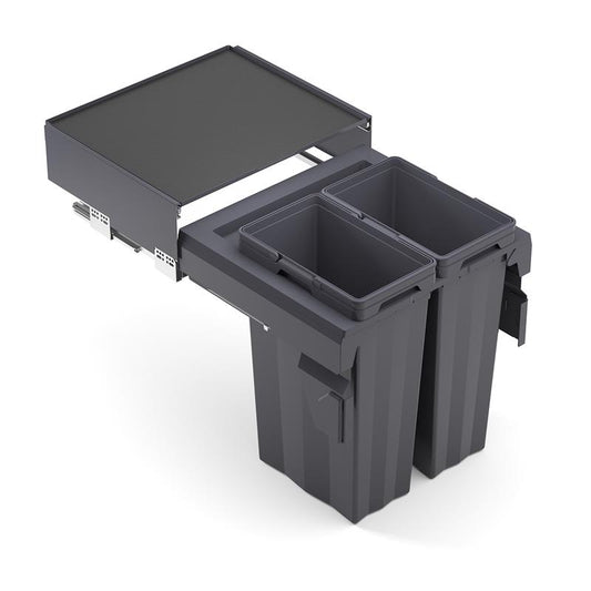 Pull-out waste bin MaxBin 24 in. 74L 2 bins anthracite