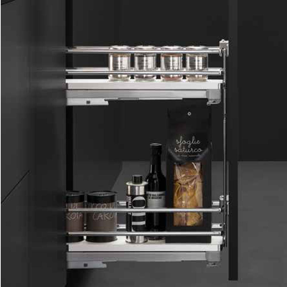 Galaxy narrow pull-out 8'' 2 shelves, white/chrome