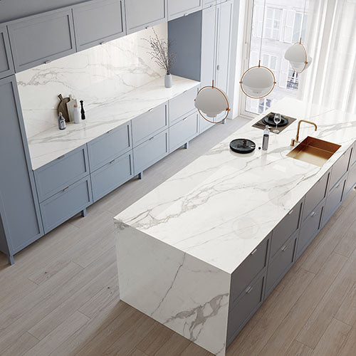 Dalle en porcelaine Teracanto - Statuario Bianco 2cm 126x62 in