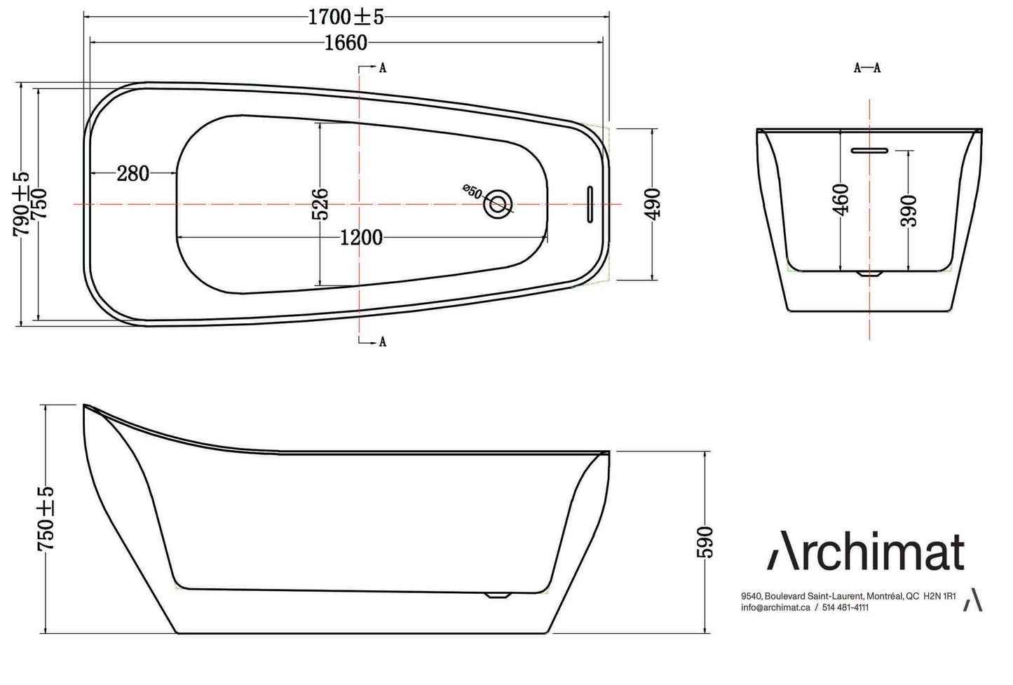Freestanding Bathtub, White Size: 67×31-1/8×29-1/2 in (1700×790×750mm)
