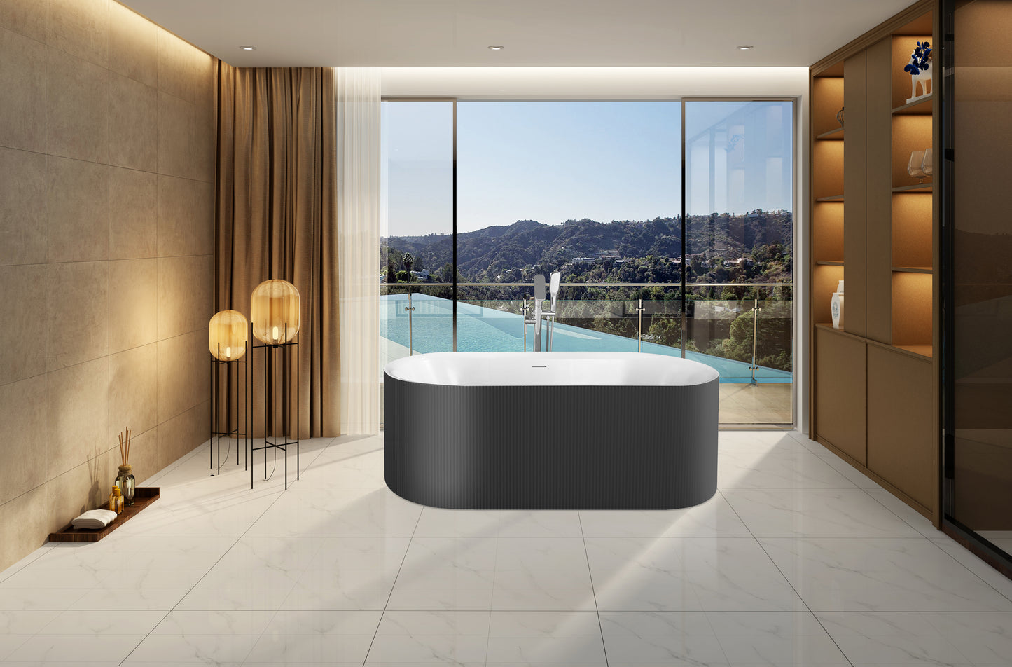 Baignoire autoportante noir mat Dimensions : 59×29½×22-4/5 in (1500×750×580mm)