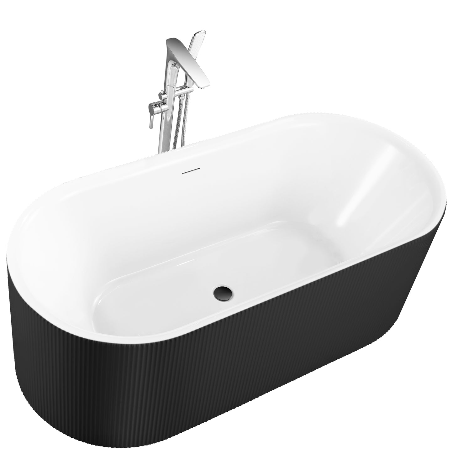 Baignoire autoportante noir mat Dimensions : 67×31½×22-4/5 in (1700×800×580mm)