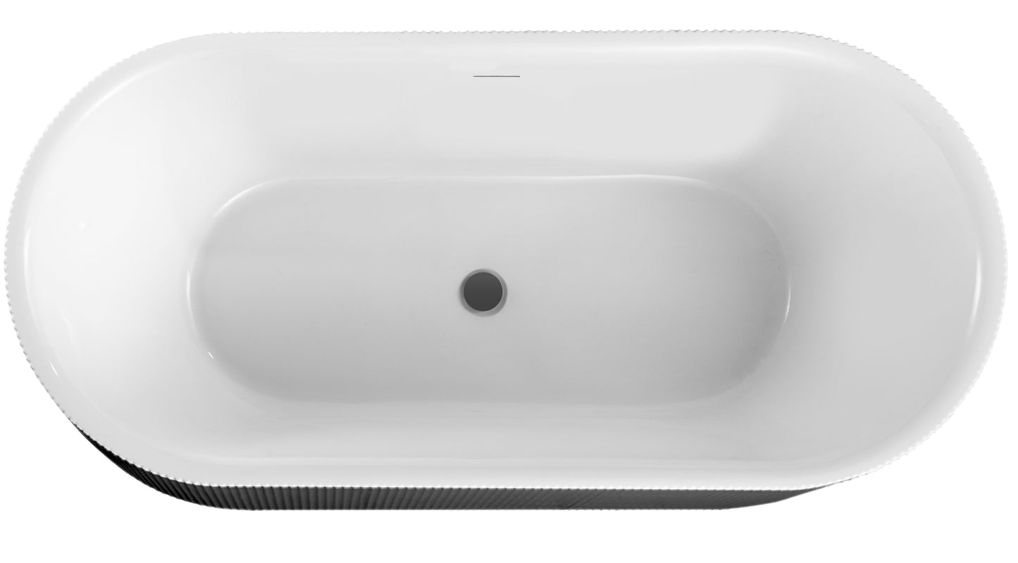 Baignoire autoportante noir mat Dimensions : 67×31½×22-4/5 in (1700×800×580mm)