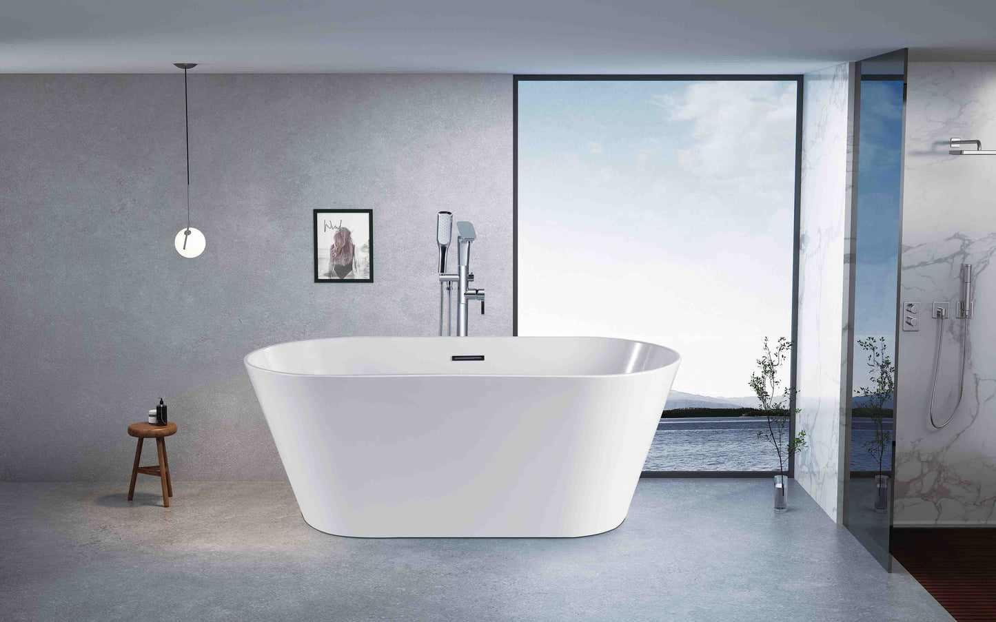 Freestanding Bathtub, White Size: 59×29½×22-4/5 in  (1500×750×580mm)