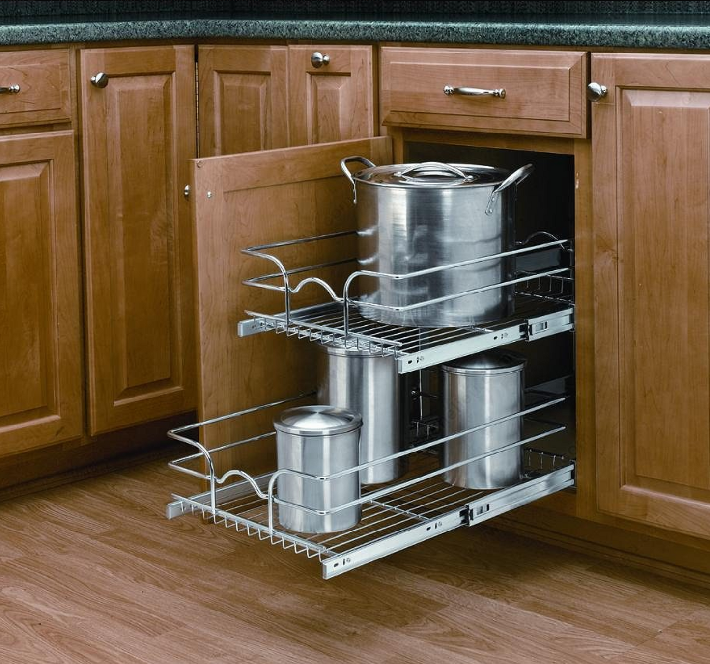 Rev-A-Shelf double Pull-Out Basket in Chrome Wire