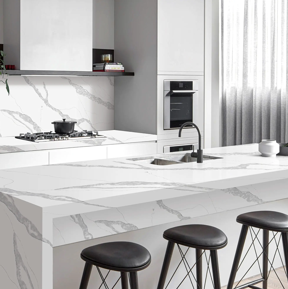 Countertop Quartz 2cm - 3cm TCE 4028 Ice River 63x126 in