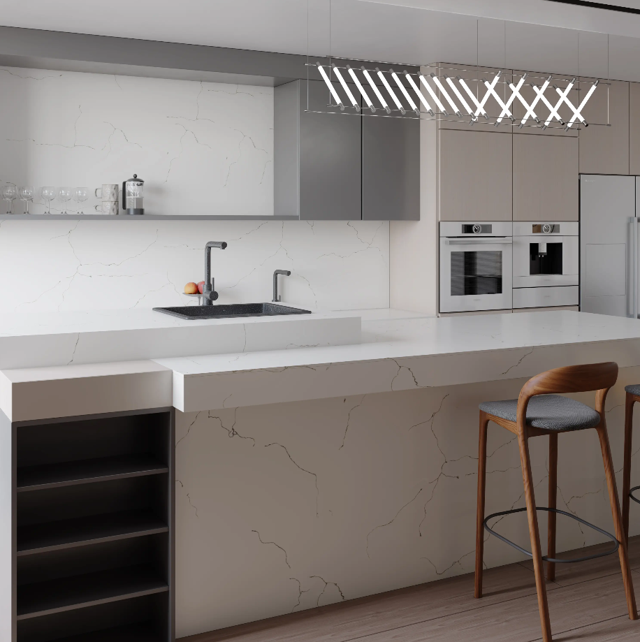 comptoir en Quartz 2 cm - 3 cm TCE 1902 Simple Stream 63 x 126 po