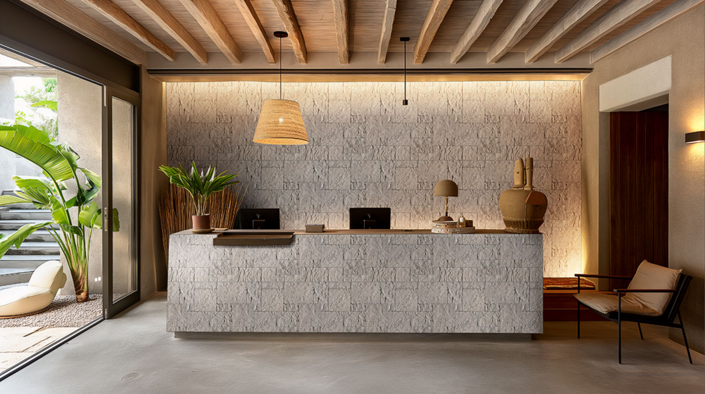 La pierre empilée Terrado Collection Cottonwood White  (panneaux plats)