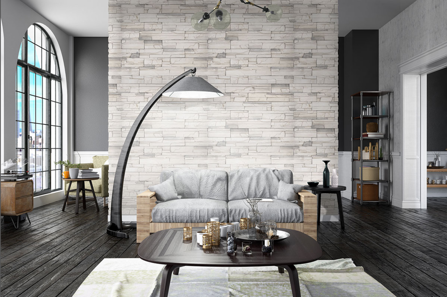 La pierre empilée Terrado Collection Copen Snow (panneaux plats)