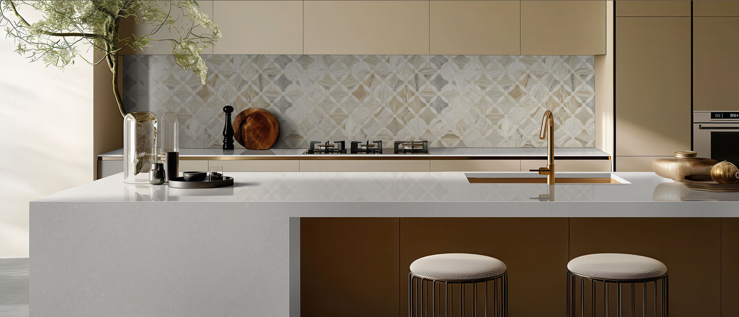 Countertop Quartz 2cm - 3cm Perla White MSI