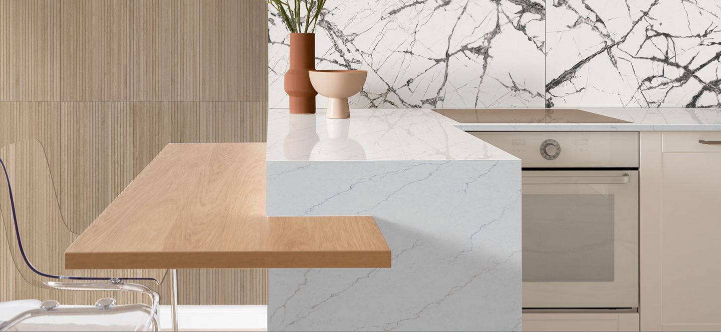 Countertop Quartz 2cm - 3cm Calacatta Miraggio Cielo MSI