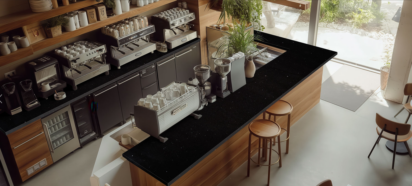 Countertop Quartz 2cm - 3cm Sparkling Black MSI