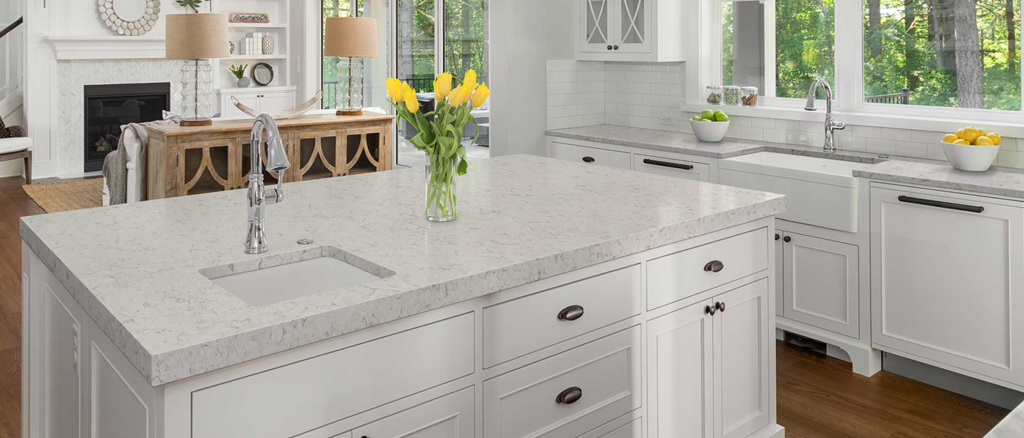 Comptoir en quartz 2 cm - 3 cm Carrara Mist MSI
