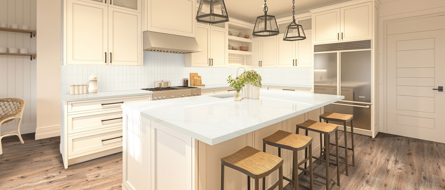 Comptoir en quartz 2 cm - 3 cm Calacatta Elysio MSI