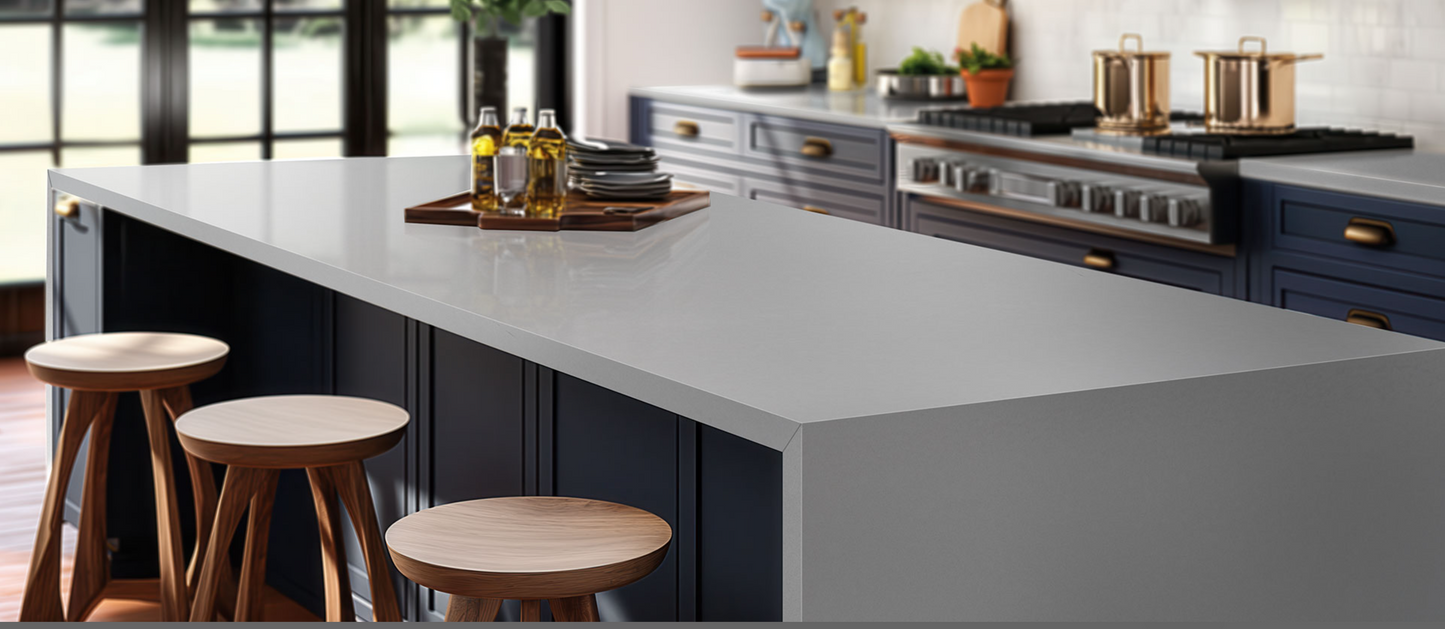 comptoir en quartz 2 cm - 3 cm Meridian Gray 130x79 MSI