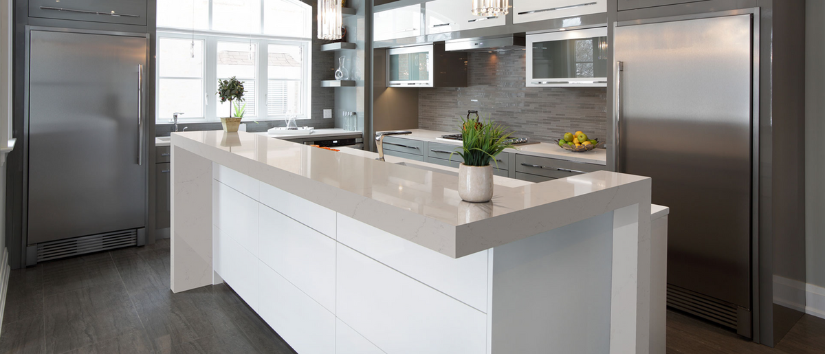 comptoir en quartz 2 cm - 3 cm Alabaster White 127x64 MSI