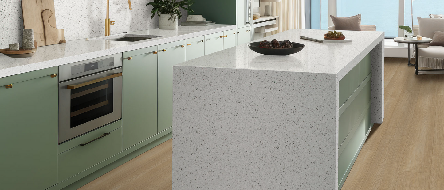 Comptoir en quartz 2 cm - 3 cm Iced Gray White 127x64 MSI