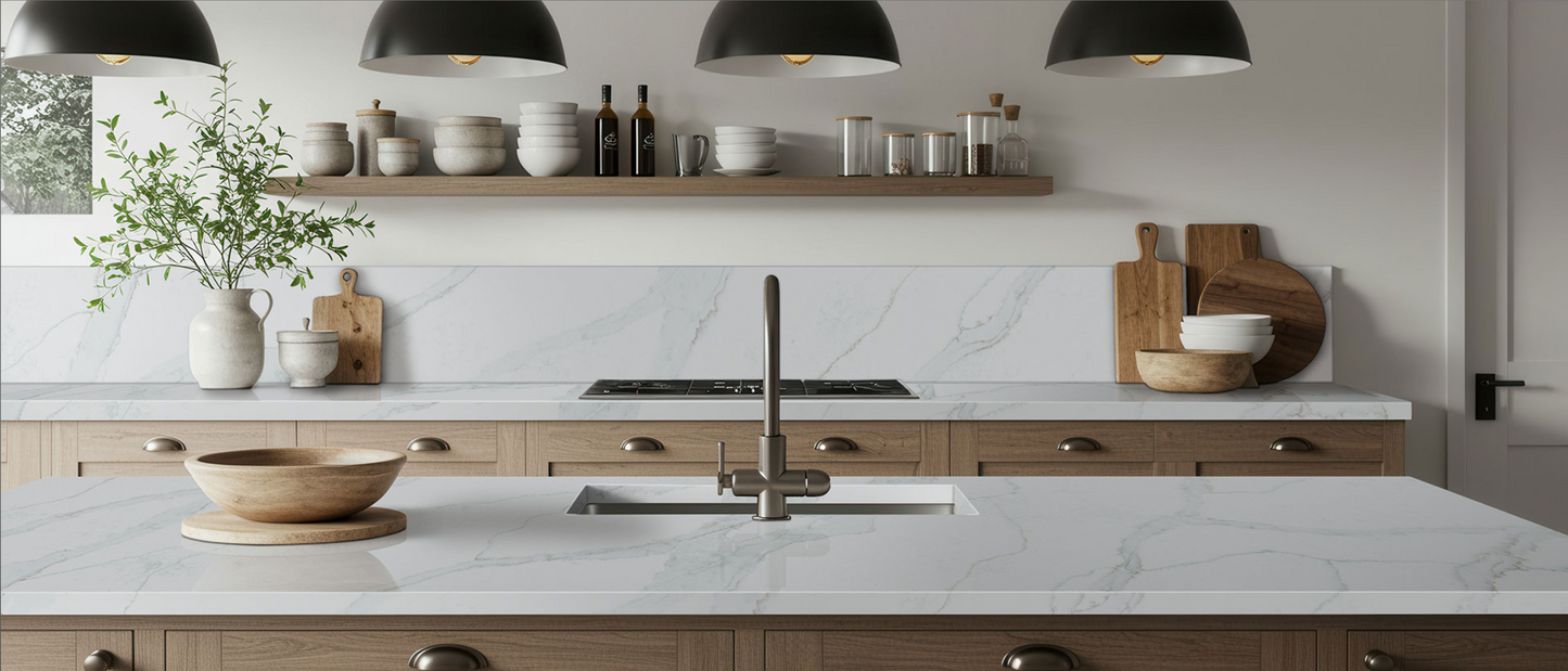 Comptoir en Quartz 2cm - 3 cm Calacatta Vernello 140x82 MSI