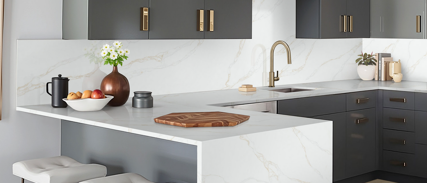 Comptoir en Quartz 2cm - 3 cm Calacatta Rivessa 139x80 MSI