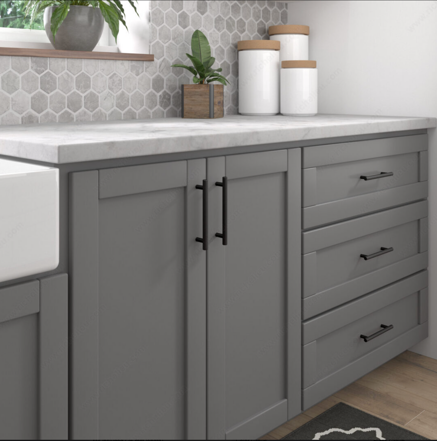 Poignée moderne en métal - 3060 Noir mat 128 mm Richelieu