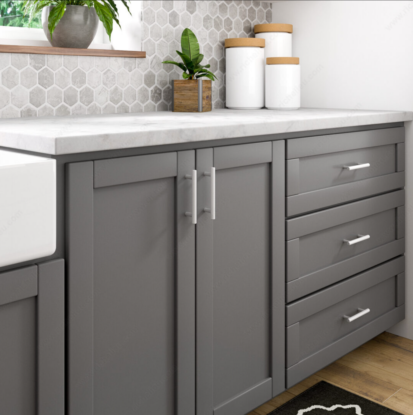 Poignée en métal moderne -3060 Aluminium 96 mm Richelieu