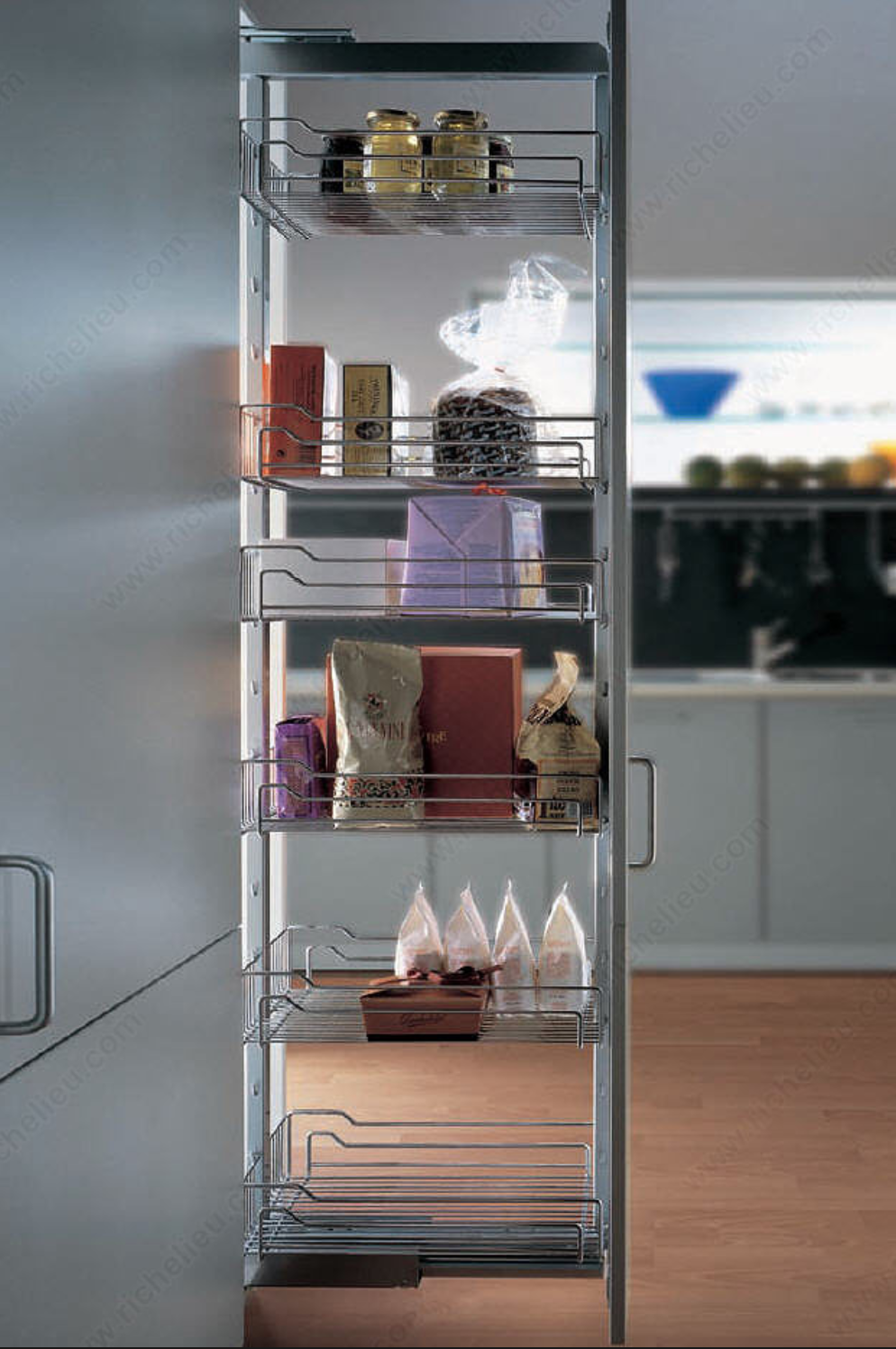 Ensemble Dispensa à paniers de fil chromé