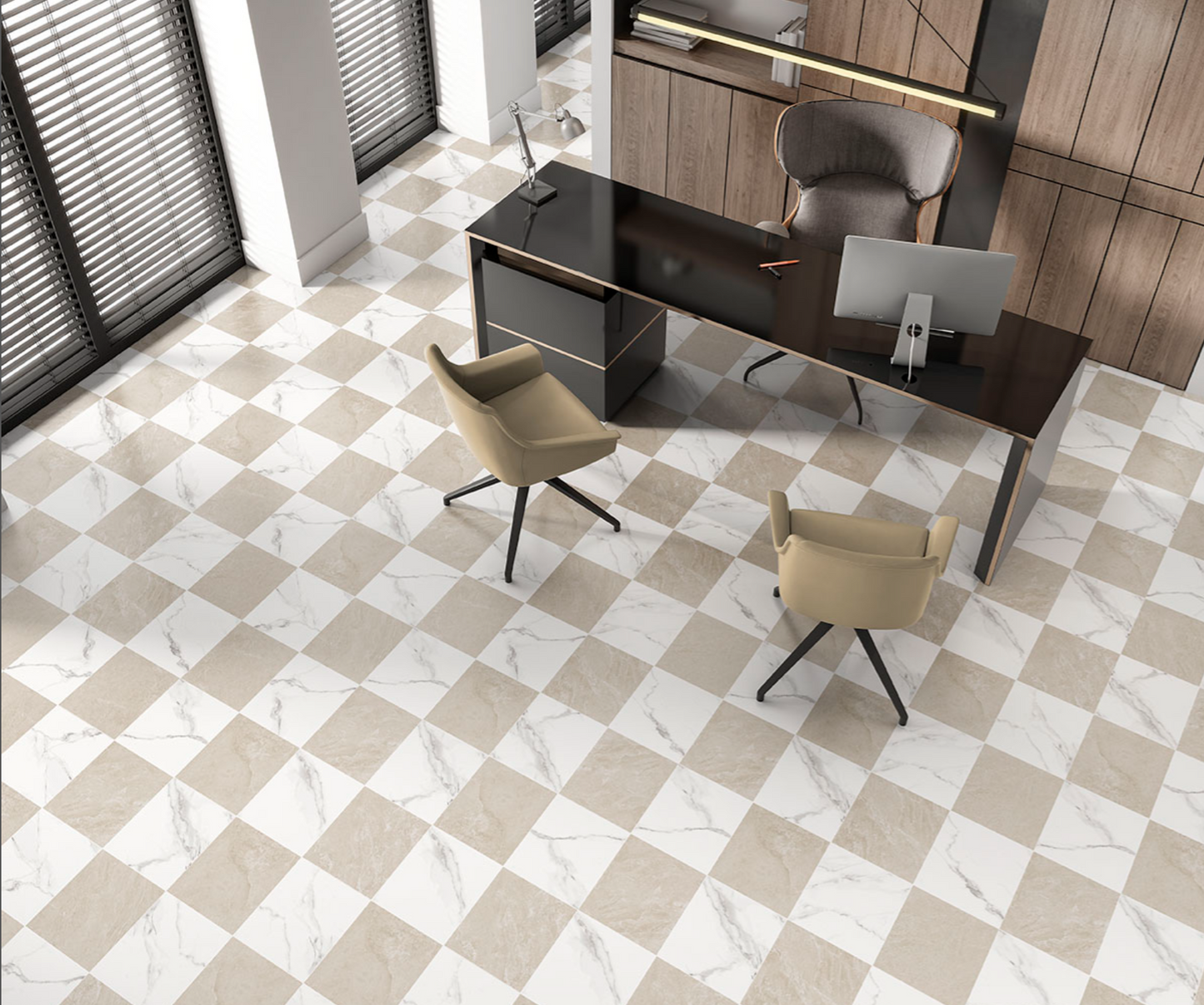Porcelain Ceramic Tile - Calacatta Chekered Collection 3 Colors 1 Finish