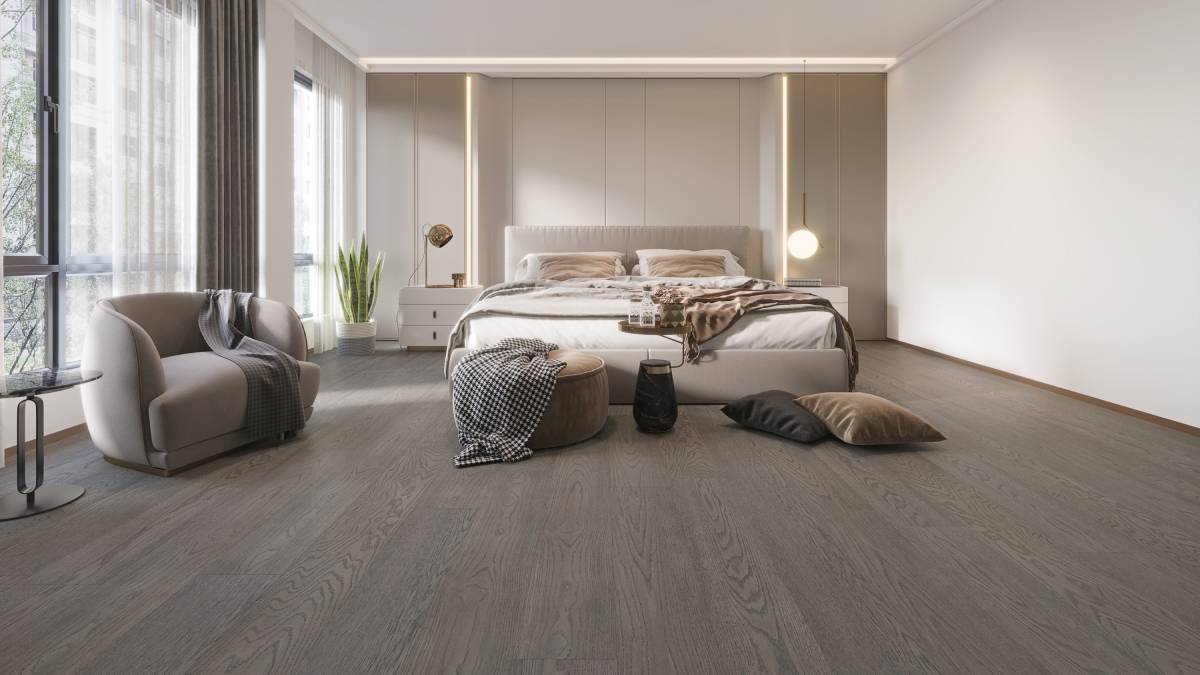 Engineered Hardwood Flooring American Oak 6 in Collection Smoke Grey