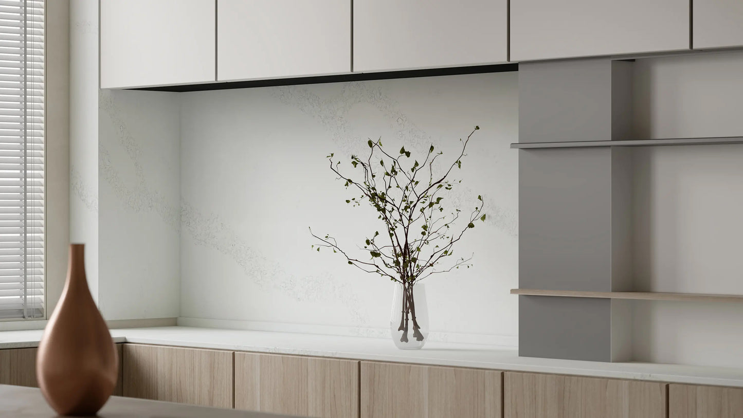 comptoir en Quartz 2 cm - 3 cm TCE 4018 Soft Haze - 63 x 126 po
