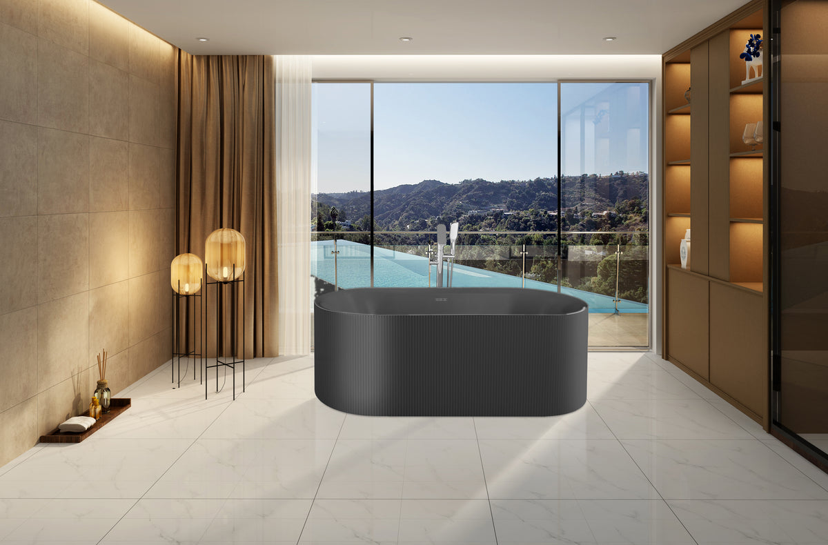 Hawaii Freestanding Bathtub, Matte Black Size: 67×31½×22-4/5 in (1700×800×580mm) - SP1869A-17MB