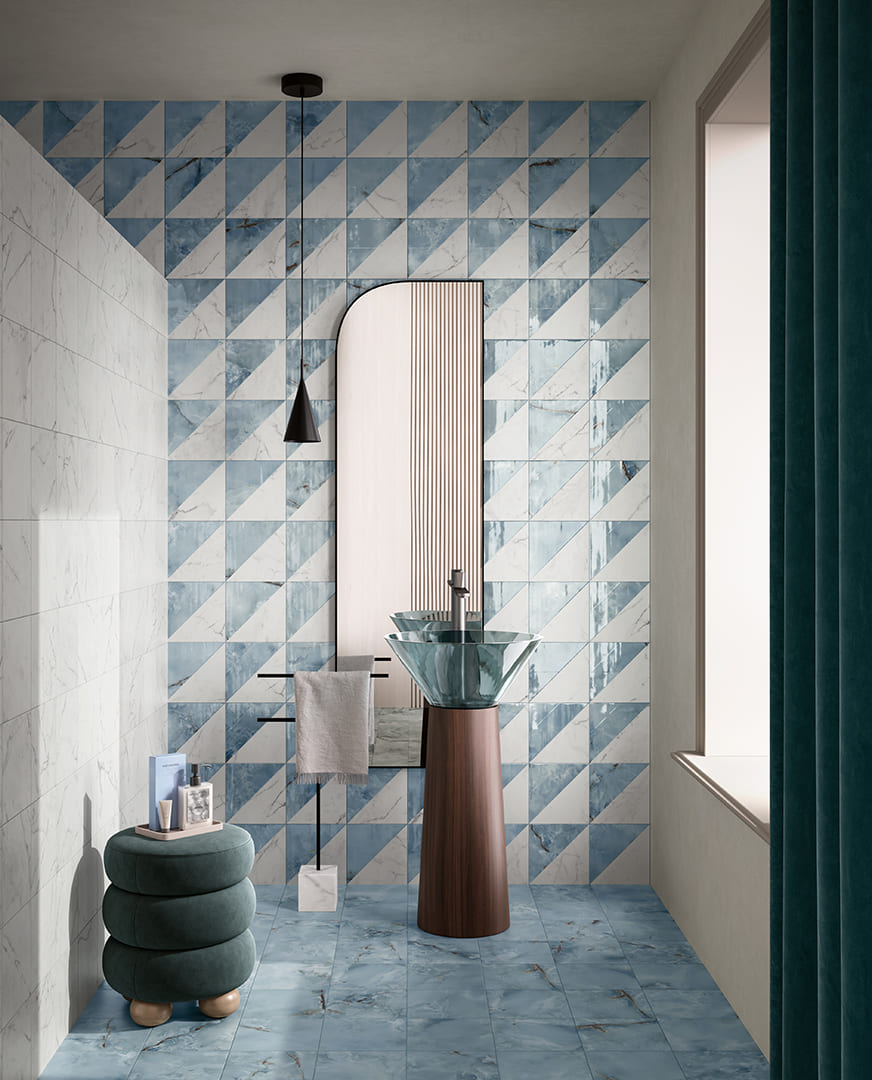 Tuile céramique porcelaine - collection DIMORE disponible en 1 tailles, 4 couleurs et 1 finition.