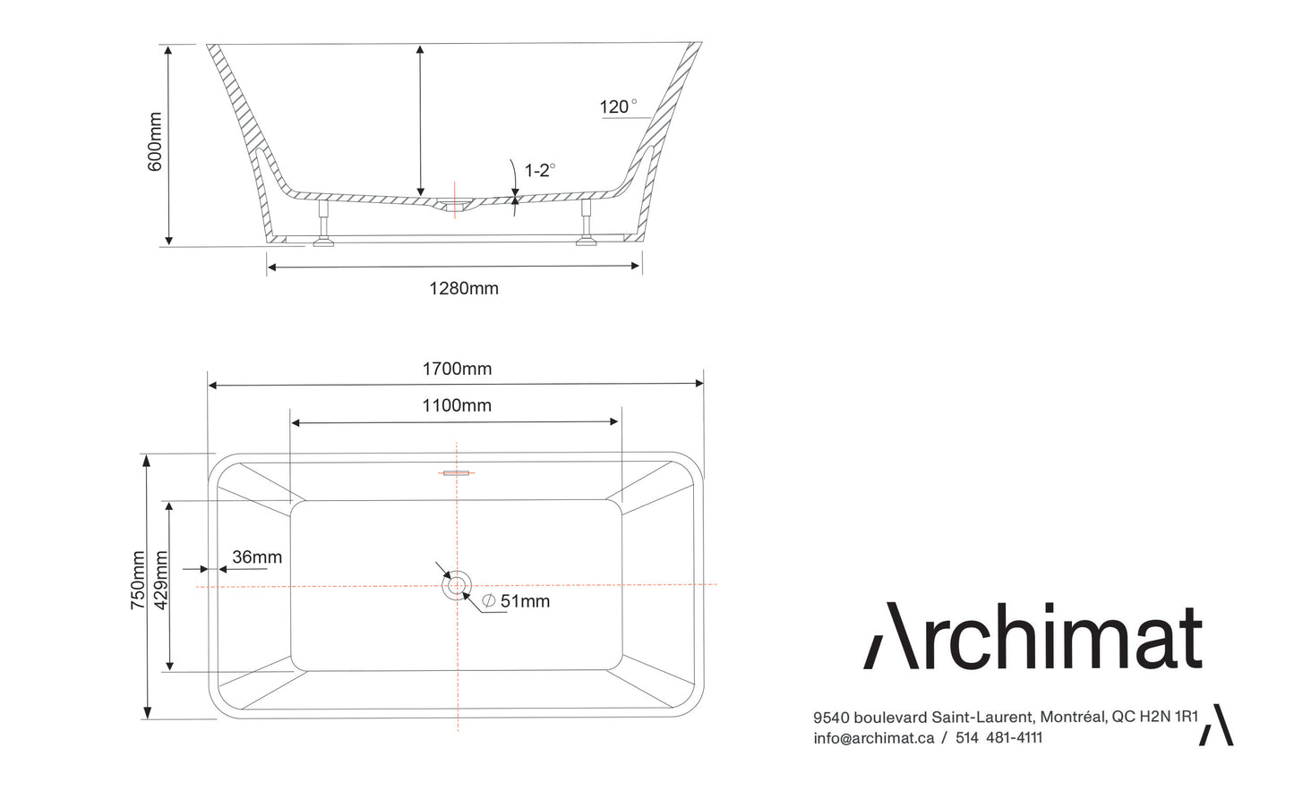 London Freestanding  Bathtub  Size :  67 x 29.5 x 23.6 in. ( 1700 x 750 x 600 mm) AJ-6820-BLK