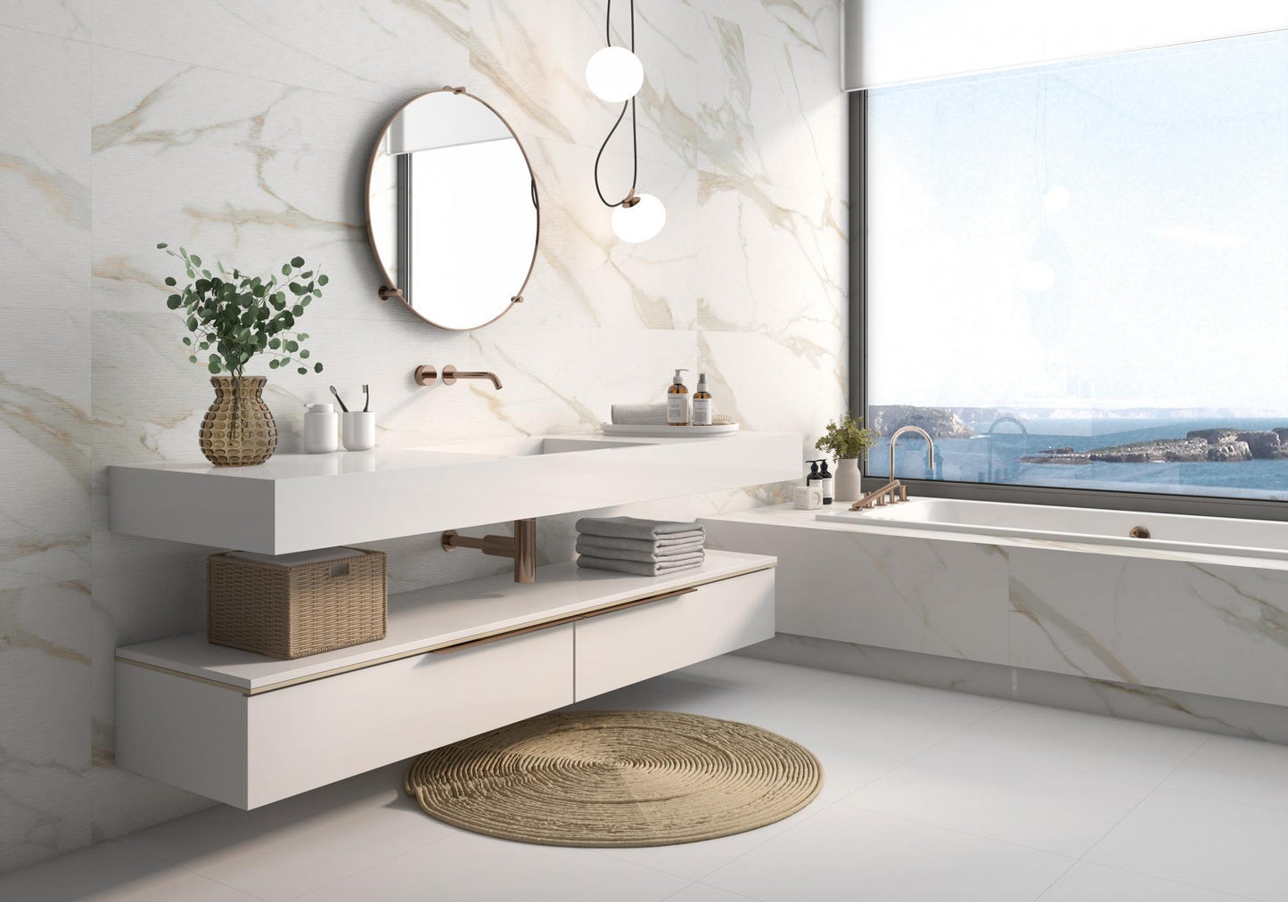 Porcelain Ceramic Tile - CALACATA Collection available in 3 sizes, 3 colors and 2 finishs.
