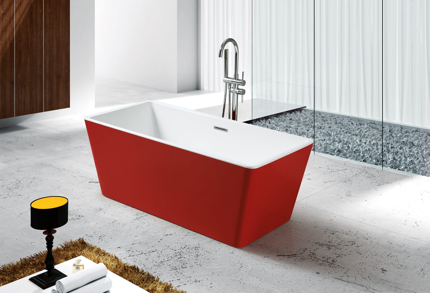 Nortrends Free Standing Bathtub White & Red Acrylic